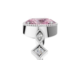 White gold Fancy Pink Oval  Milgrain Marquise Diamond Twist Band Ring_67