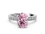 White gold Fancy Pink Oval  Milgrain Pave Diamond Engagement Ring with Four-Prong Setting_150