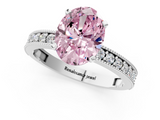 White gold Fancy Pink Oval  Milgrain Pave Diamond Engagement Ring with Four-Prong Setting_151