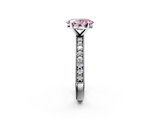 White gold Fancy Pink Oval  Milgrain Pave Diamond Engagement Ring with Four-Prong Setting_152