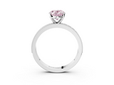 White gold Fancy Pink Oval  Milgrain Pave Diamond Engagement Ring with Four-Prong Setting_153