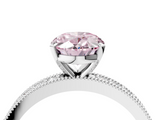 White gold Fancy Pink Oval  Milgrain Pave Diamond Engagement Ring with Four-Prong Setting_154
