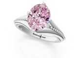 White gold Fancy Pink Oval  Solitaire Beaded Band Six-Prong Setting_1