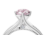 White gold Fancy Pink Oval  Solitaire Beaded Band Six-Prong Setting_4