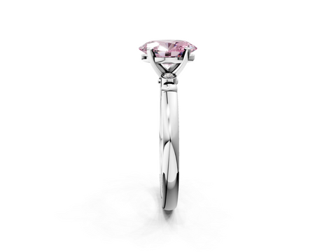 White gold Fancy Pink Oval  Solitaire Beaded Band with Four-Prong Setting_26