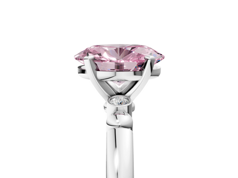 White gold Fancy Pink Oval  Solitaire Beaded Band with Four-Prong Setting_29