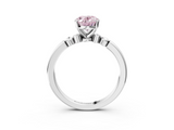 White gold Fancy Pink Oval  Solitaire Beaded Band with Four-Prong Setting_61