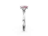 White gold Fancy Pink Oval  Solitaire Beaded Band with Four-Prong Setting_66