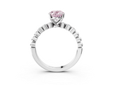 White gold Fancy Pink Oval  Solitaire Bezel Accent Diamond Engagement Ring with Beaded Band and Four-Prong Setting_23