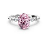 White gold Fancy Pink Oval  Solitaire Bezel Accent Diamond Engagement Ring with Beaded Band and Four-Prong Setting_24