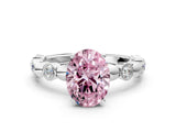 White gold Fancy Pink Oval  Solitaire Bezel-Set Diamond Ring with Beaded Band and Four-Prong Setting_32