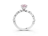 White gold Fancy Pink Oval  Solitaire Bezel-Set Diamond Ring with Beaded Band and Four-Prong Setting_35