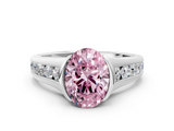 White gold Fancy Pink Oval  Solitaire Bezel-Set Diamond Ring with Channel-Set Band_37