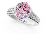 White gold Fancy Pink Oval  Solitaire Bezel-Set Diamond Ring with Channel-Set Band_38