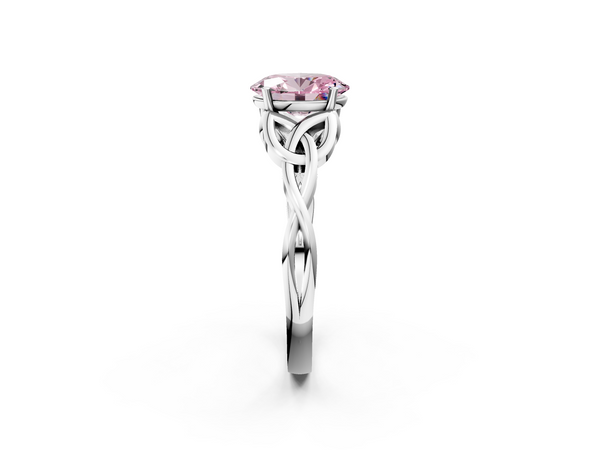 Platinum Oval Celtic Knot Solitaire Engagement Ring Setting for Fancy Pink Center