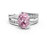 White gold Fancy Pink Oval  Solitaire Channel-Set Split Shank Ring with Tension Prong Setting_3