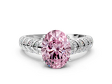 White gold Fancy Pink Oval  Solitaire Chevron Pave Diamond Engagement Ring with Six-Prong Setting_3