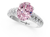 White gold Fancy Pink Oval  Solitaire Chevron Pave Diamond Engagement Ring with Six-Prong Setting_4