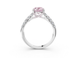 White gold Fancy Pink Oval  Solitaire Chevron Pave Diamond Engagement Ring with Six-Prong Setting_6