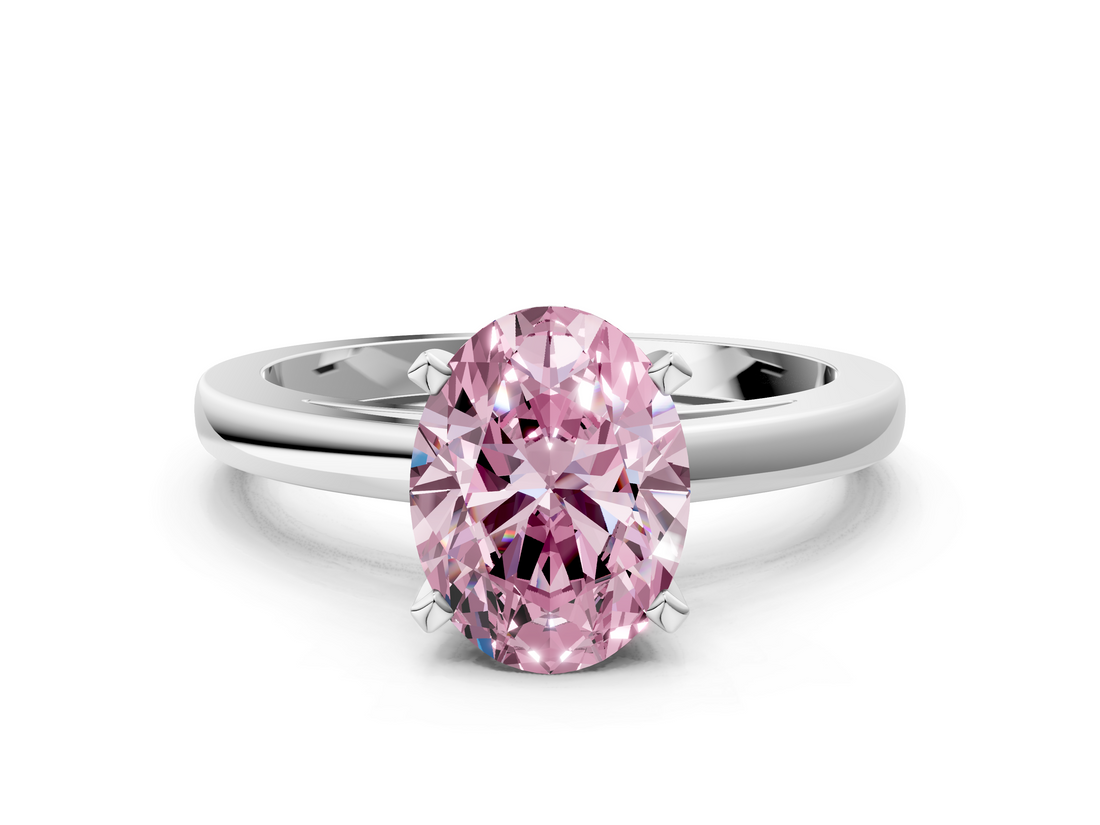 White gold Fancy Pink Oval  Solitaire Diamond Engagement Ring with Four-Prong Setting on a Classic Band_3