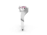 White gold Fancy Pink Oval  Solitaire Diamond Engagement Ring with Pave Band and Four-Prong Setting 2