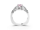 White gold Fancy Pink Oval  Solitaire Diamond Engagement Ring with Pave Band and Four-Prong Setting 3