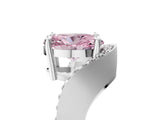 White gold Fancy Pink Oval  Solitaire Diamond Engagement Ring with Pave Band and Four-Prong Setting 5