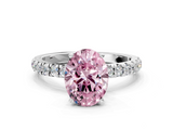 White gold Fancy Pink Oval  Solitaire Diamond Pavé Band with Four-Prong Setting_28