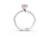 White gold Fancy Pink Oval  Solitaire Diamond Pavé Band with Four-Prong Setting_31