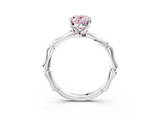 White gold Fancy Pink Oval  Solitaire Diamond Ring with Bamboo Band and Four-Prong Setting_70