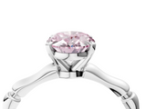 White gold Fancy Pink Oval  Solitaire Diamond Ring with Bamboo Band and Four-Prong Setting_71
