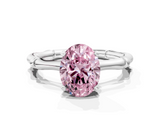 White gold Fancy Pink Oval  Solitaire Diamond Ring with Bamboo Band and Four-Prong Setting_72