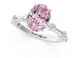 White gold Fancy Pink Oval  Solitaire Diamond Ring with Bezel Set Side Stones and Prong Setting_4