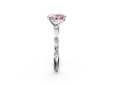 White gold Fancy Pink Oval  Solitaire Diamond Ring with Bezel Set Side Stones and Prong Setting_5