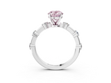 White gold Fancy Pink Oval  Solitaire Diamond Ring with Bezel Set Side Stones and Prong Setting_6