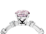 White gold Fancy Pink Oval  Solitaire Diamond Ring with Bezel Set Side Stones and Prong Setting_7