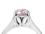 White gold Fancy Pink Oval  Solitaire Diamond Ring with Cathedral Band and Four-Prong Setting_90