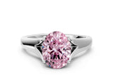 White gold Fancy Pink Oval  Solitaire Diamond Ring with Cathedral Band and Four-Prong Setting_91