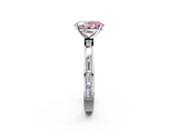 White gold Fancy Pink Oval  Solitaire Diamond Ring with Channel-Set Baguette Band and Four-Prong Setting_116