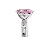 White gold Fancy Pink Oval  Solitaire Diamond Ring with Channel-Set Baguette Band and Four-Prong Setting_119