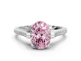 White gold Fancy Pink Oval  Solitaire Diamond Ring with Channel Set Band and Bezel Prong Setting_56