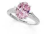 White gold Fancy Pink Oval  Solitaire Diamond Ring with Channel Set Band and Bezel Prong Setting_57