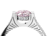 White gold Fancy Pink Oval  Solitaire Diamond Ring with Channel Set Band and Bezel Prong Setting_60