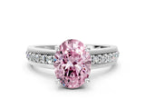 White gold Fancy Pink Oval  Solitaire Diamond Ring with Channel Set Band and Six-Prong Setting_48