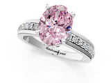 White gold Fancy Pink Oval  Solitaire Diamond Ring with Channel Set Band and Six-Prong Setting_49