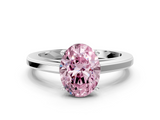 White gold Fancy Pink Oval  Solitaire Diamond Ring with Four-Prong Setting and Classic Band_3