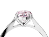 White gold Fancy Pink Oval  Solitaire Diamond Ring with Four-Prong Setting and Tapered Band 4