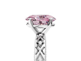 White gold Fancy Pink Oval  Solitaire Diamond Ring with Milgrain and Black Enamel X Pattern Band_200