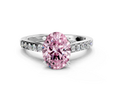 White gold Fancy Pink Oval  Solitaire Diamond Ring with Pavé Band and Four-Prong Setting_113