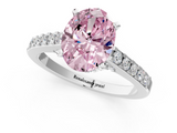 White gold Fancy Pink Oval  Solitaire Diamond Ring with Pavé Band and Four-Prong Setting_114